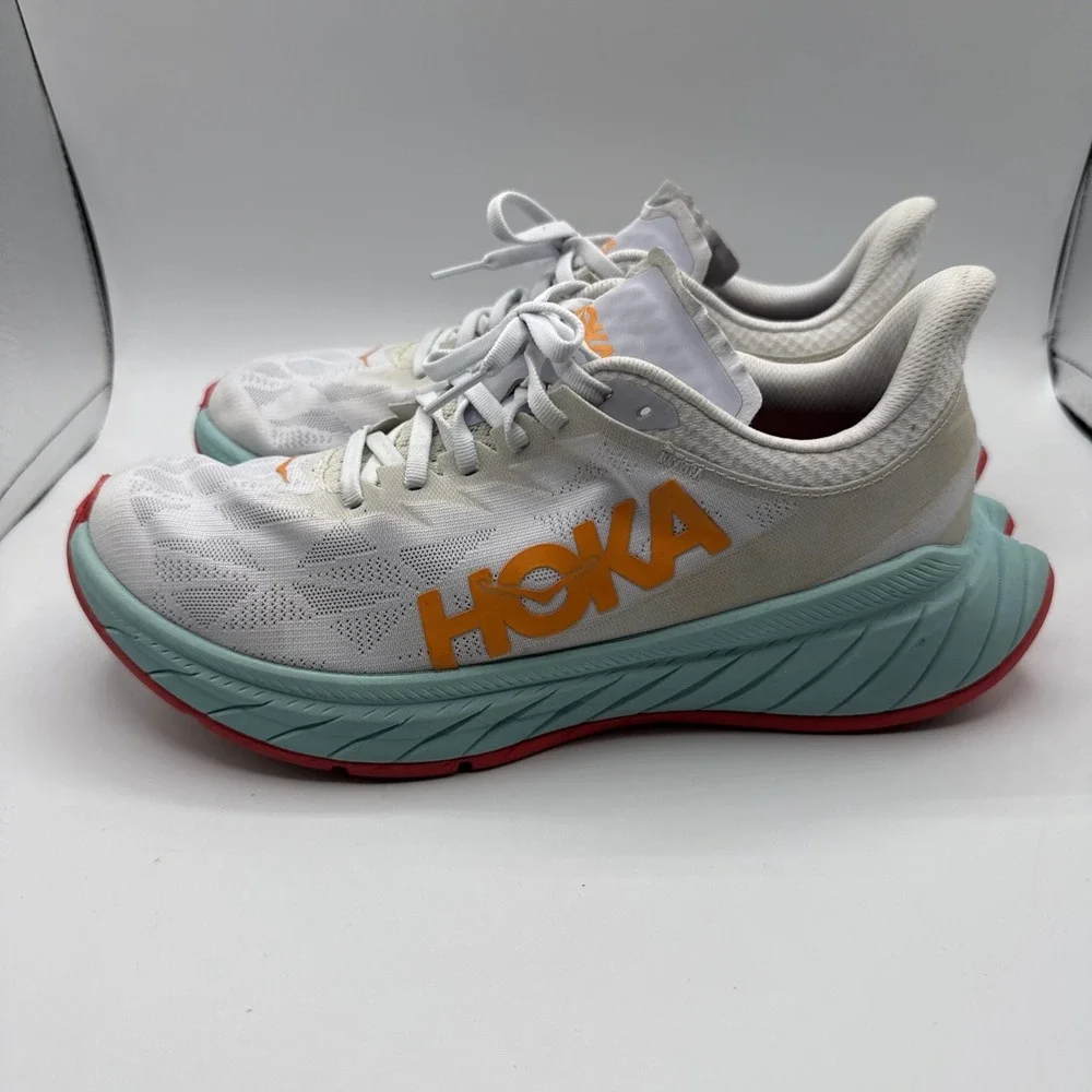 Hoka One One Carbon X White Blazing Orange 1113527 WBOR Running Shoes 10 B